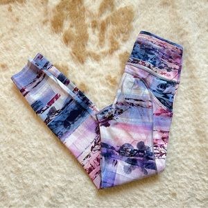 Lululemon Leggings 4 Fast & Free 7/8 Tight II Purple Sunrise Pink Small running